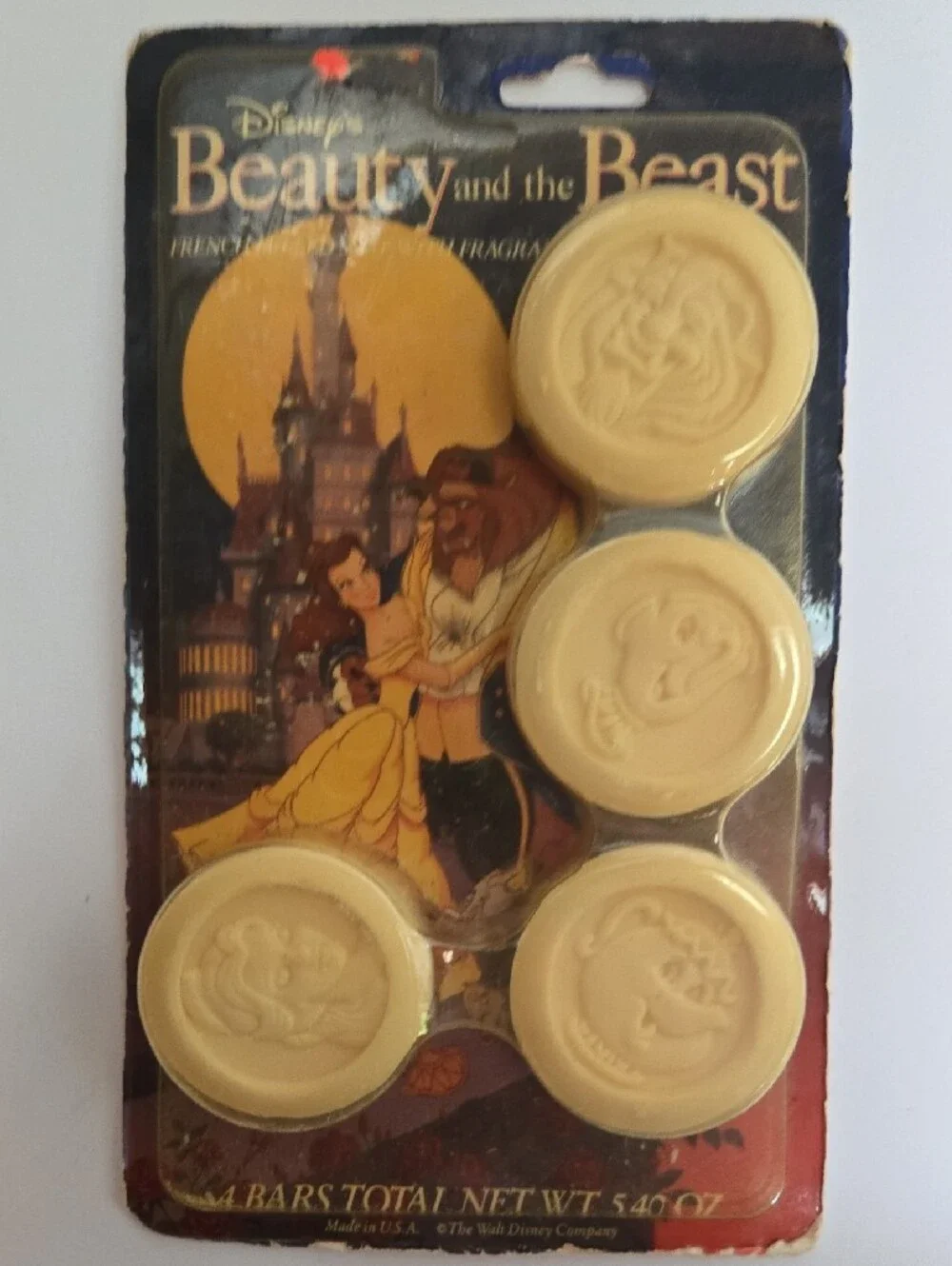 Vintage Walt Disney Beauty and the Beast Bar Soap 4x5.4oz. Made in USA